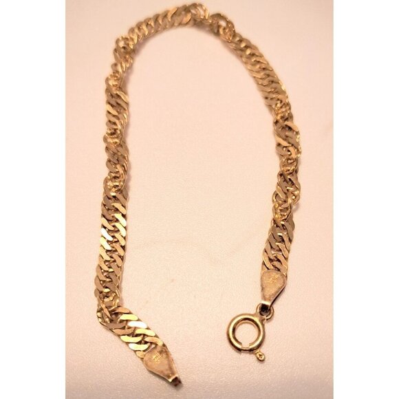 Vintage Italy HCT 925 Sterling Silver Gold Tone Smooth Twist Chain Bracelet - Picture 3 of 12